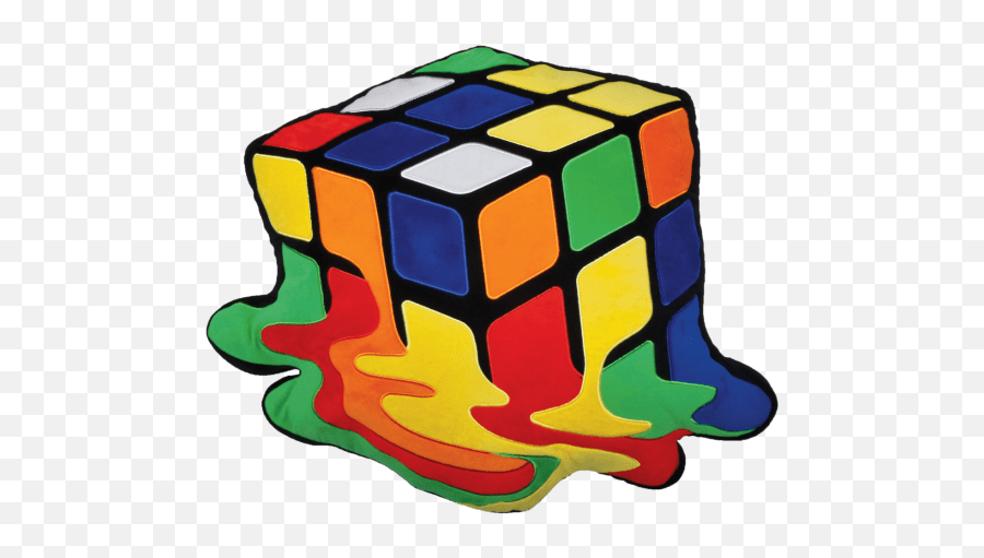 Rubiks Cube Embroidered Pillow - Melting Cube Emoji,Rubik's Cube Emoji