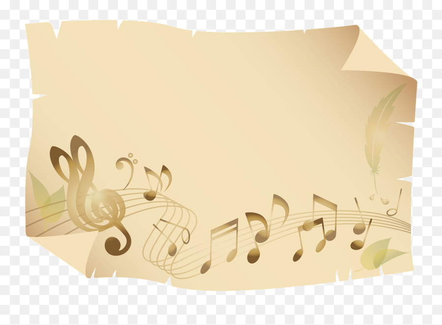 Musical Notes On Old Paper Clipart Free Download - Horizontal Emoji,Emoji Border Paper