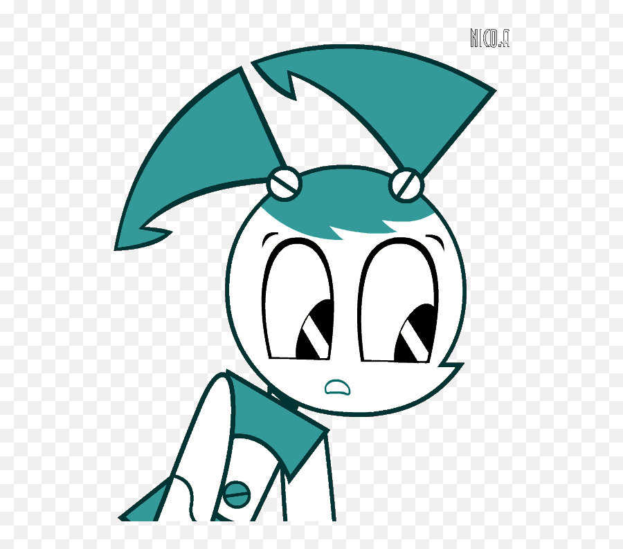 Face Green Line Art Nose Head Black And White Leaf - Xj9 My Life As A Teenage Robot Transparent Gif Emoji,Clipart Faces Emotions Black And White