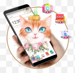 Cute Floral Fluffy Cat Theme U2014 Lietotnes Pakalpojum Google Play - Iphone Emoji,Samsung Emoji Ar Cat