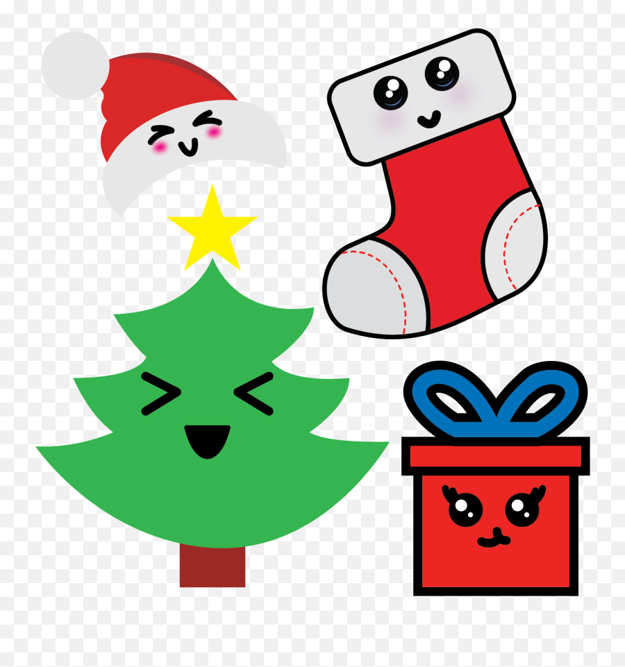 Kawaii Christmas Illustration - Fictional Character Emoji,Christmas Emoji Pillow