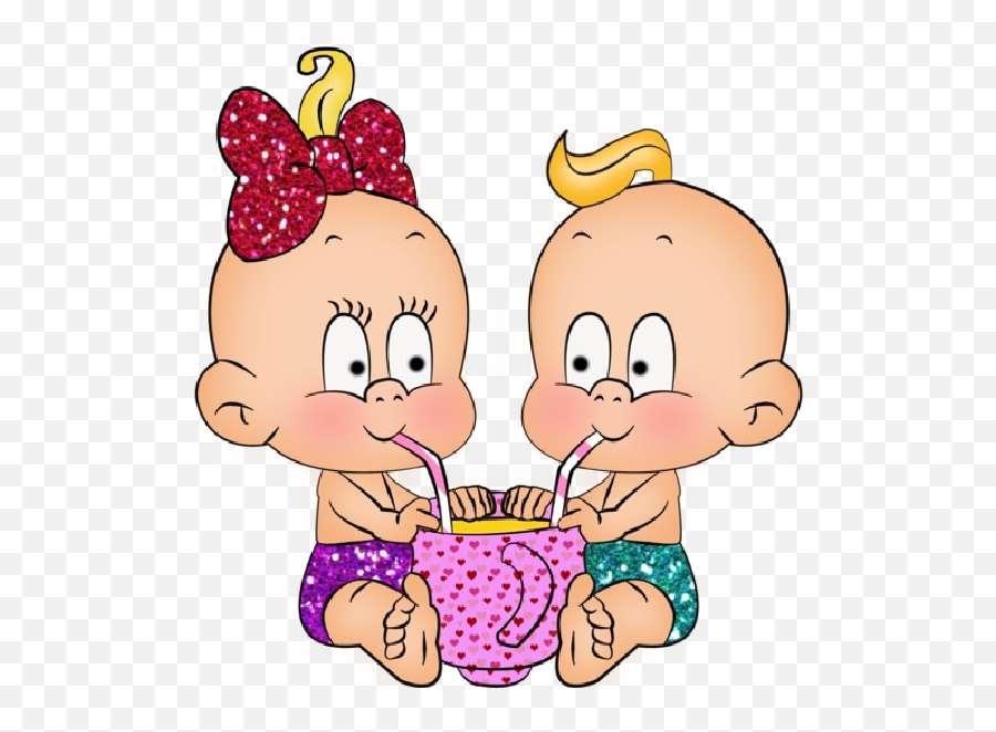 Twins Png - Twins Clipart Transparent Funny Boy And Girl Baby Eat Funny Cartoon Emoji,Boy Feeling Crazy Emojis Cartoon Hart