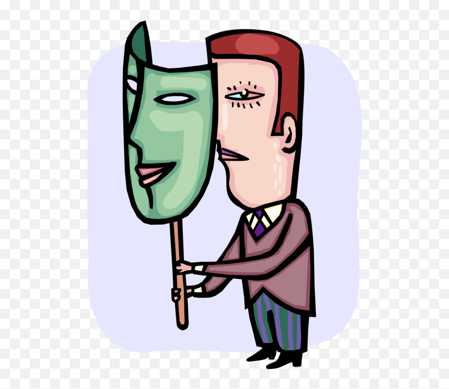 Vector Illustration Of Two Faced - Face Hiding Behind Mask Cartoon Emoji,Two Faced Emoji