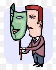 Vector Illustration Of Two Faced - Face Hiding Behind Mask Cartoon Emoji,Two Faced Emoji