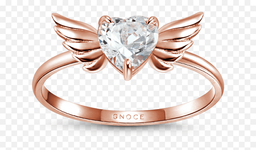 Heart Cut Stone Wings Ring - Solid Emoji,Heart Emoticon Ring Silver