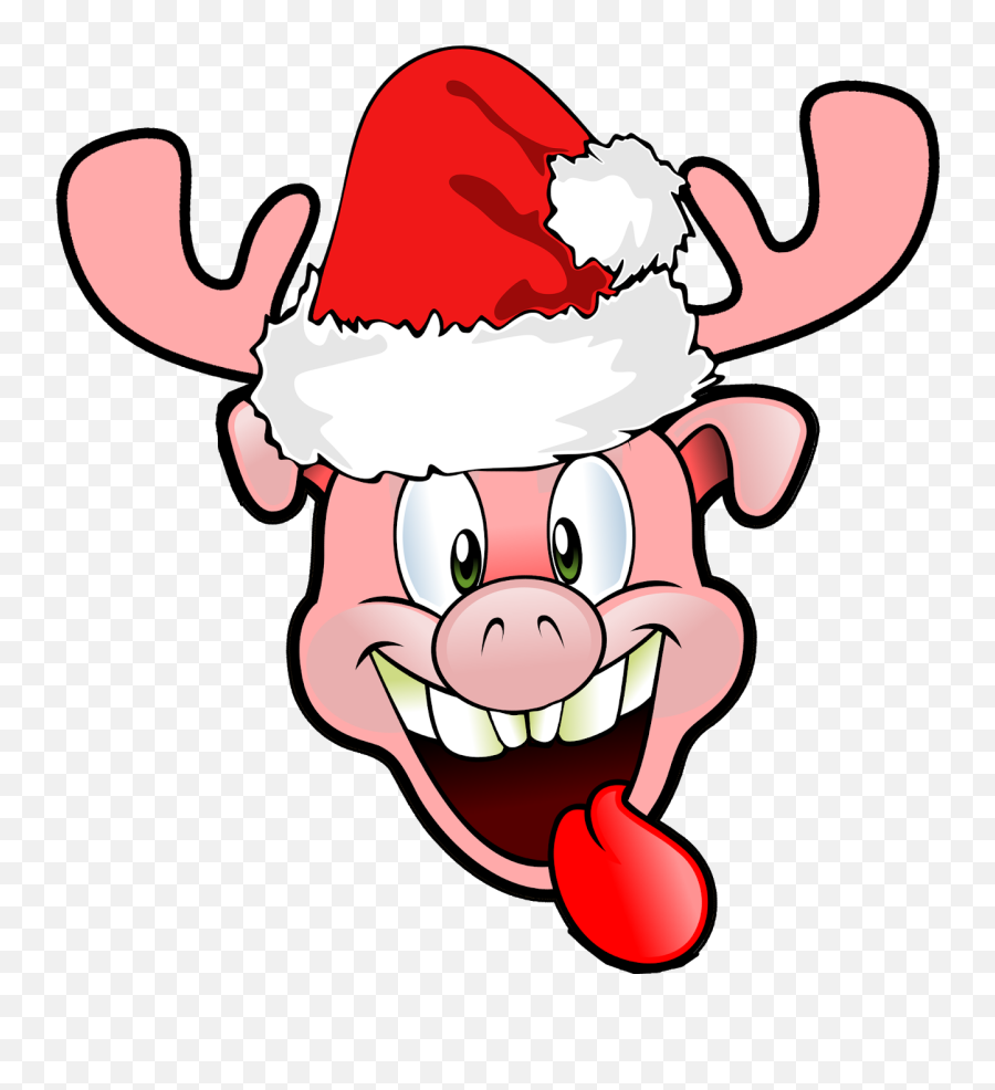 Funny Christmas Reindeer Pig Png Free No Copyright - Free Copyright Free Funny Png Emoji,Funny Christmas Emoticon