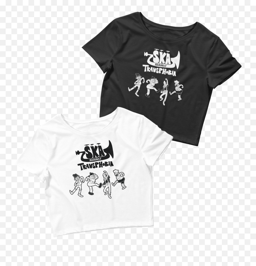 Pride 2021 Ska Against Transphobia Crop Tees - Short Sleeve Emoji,Emojis T-shirts And Color Dark Blue