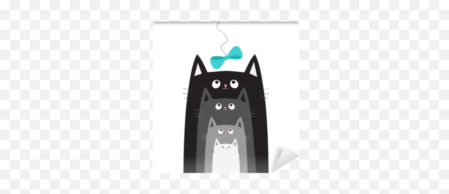 Fototapete Schwarzer Grauer Katzenkopf Der Den Blauen Bogen Emoji,Emoticon For Grose