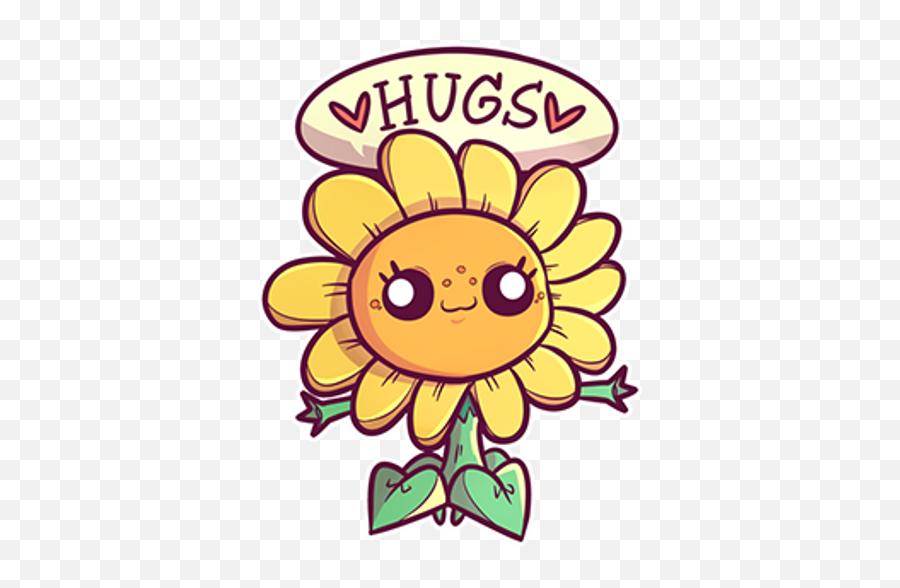Plants Vs Zombies Sunflower Hugs Sticker - Sticker Mania Sunflower Hug Emoji,Google Jalapeno Emoticon
