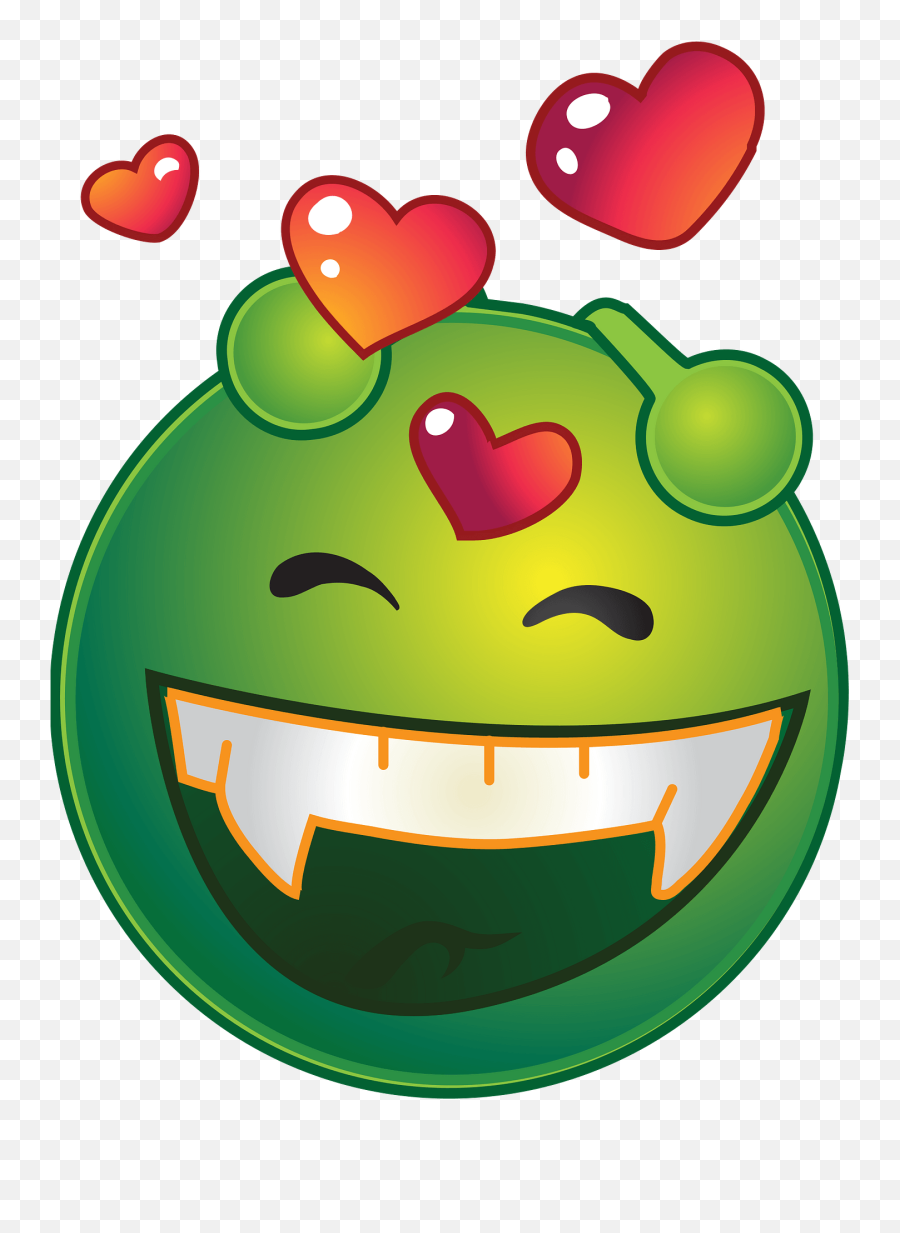 Smiley Green Alien Happy Love Clipart Free Download - Emoticon Emoji,Alien In A Box Emoji