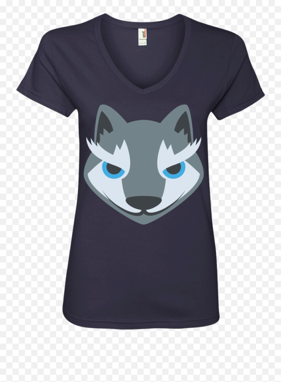 Wolf Face Emoji Ladiesu0027 V - Neck Tshirt U2013 That Merch Store Camisa Navideña De Snoopy,Cat Face Emoji