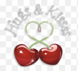 Trendy Cherry Heart Hugs U0026 Kisses Iron - On Rhinestone Heat Transfer Emoji,Love And Big Hugs Smiley Emoticon
