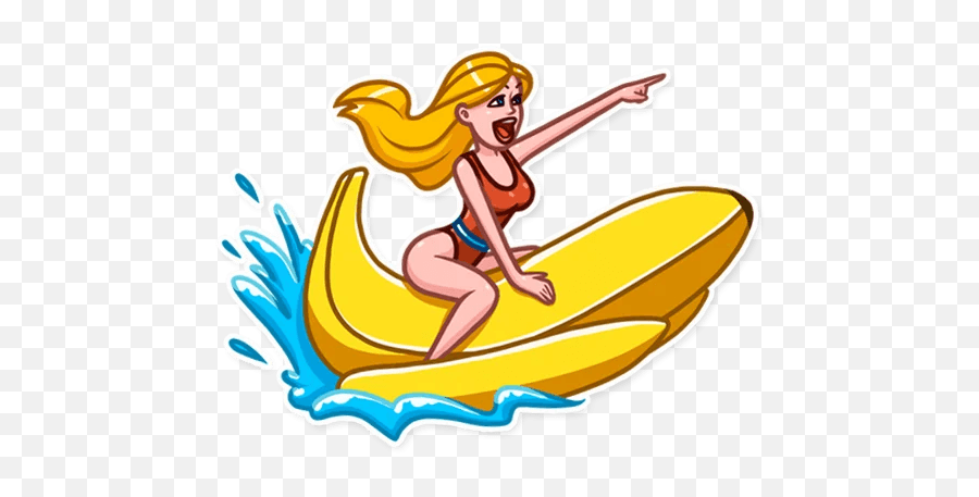 Blondie Vacation - Telegram Sticker English Emoji,Woman Surfing Emoji