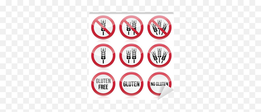 Wall Mural Gluten Free No Gluten Warning Vector Signs Emoji,Watning Emoji