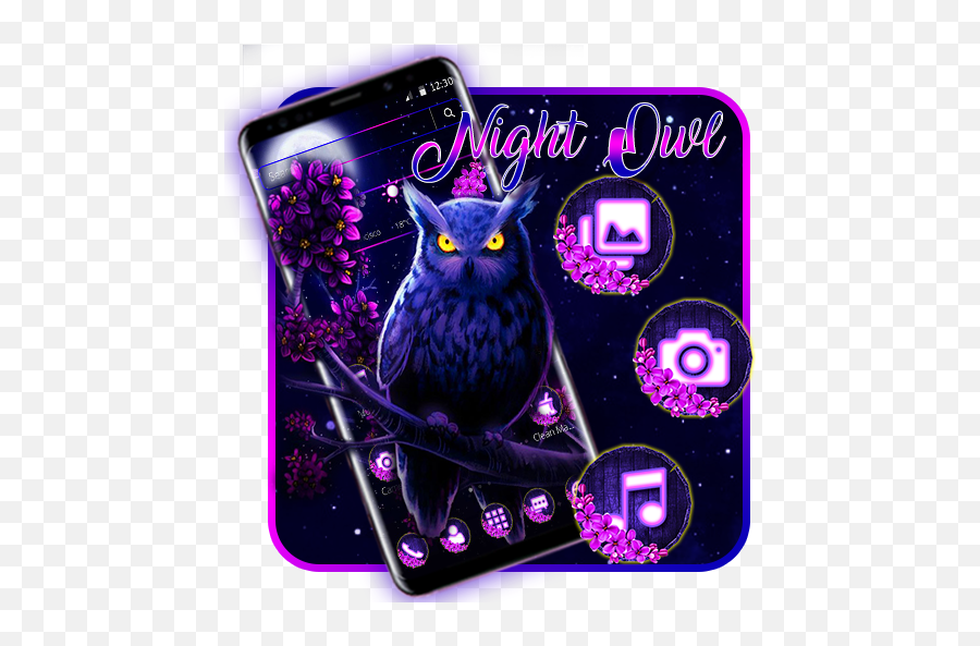 Purple Night Owl Theme - Mobile Phone Emoji,Purple Horned Emoji