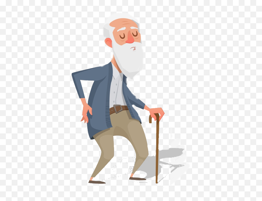 Oldman Sticker - Grandpa With Beard Clipart Emoji,Crutch Emoji