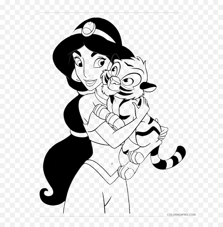 Jasmine Coloring Pages Cartoons Free - Princess Jasmine Coloring Sheet Emoji,Emoji Movie Coloring Pages