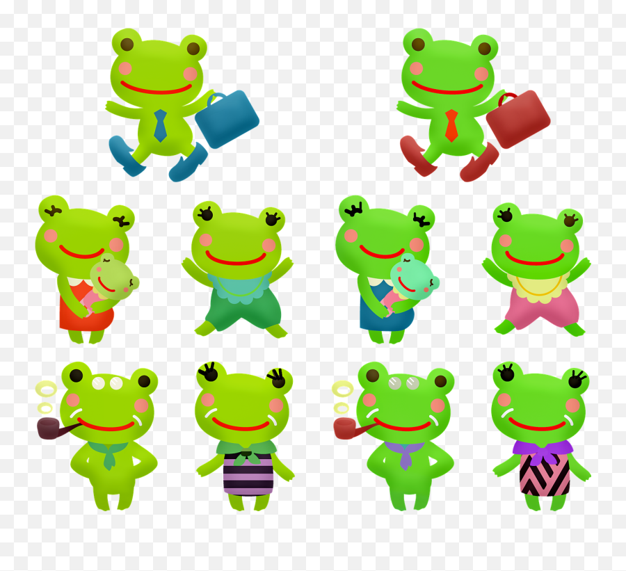 Kawaii Frog Man Frog Woman Frog Business Frog Public Domain - Frosch Kawaii Emoji,Kawaii Face Emoji