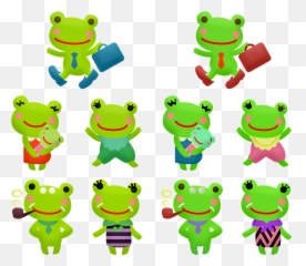 Kawaii Frog Man Frog Woman Frog Business Frog Public Domain - Frosch Kawaii Emoji,Kawaii Face Emoji