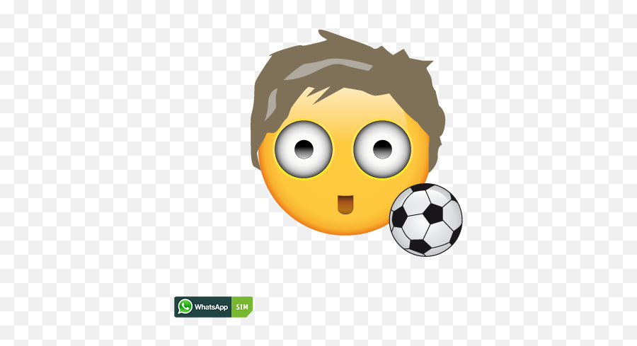 Erstaunter Smiley Mit Kurzhaarfrisur Und Fußball Whatsapp - Emoticon Emoji,Foosball Emoticon