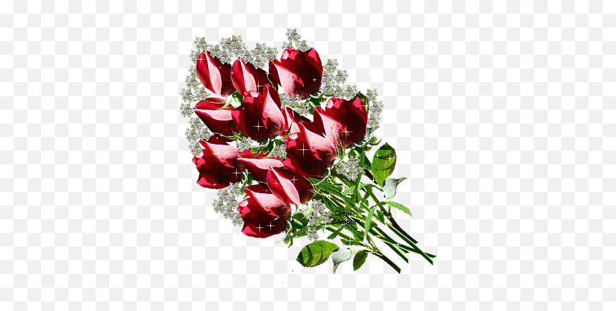Sparkling Bouquet Of Red Roses Red - Glitter Flower Bouquet Gif Emoji,Facebook Emoticons Flowers