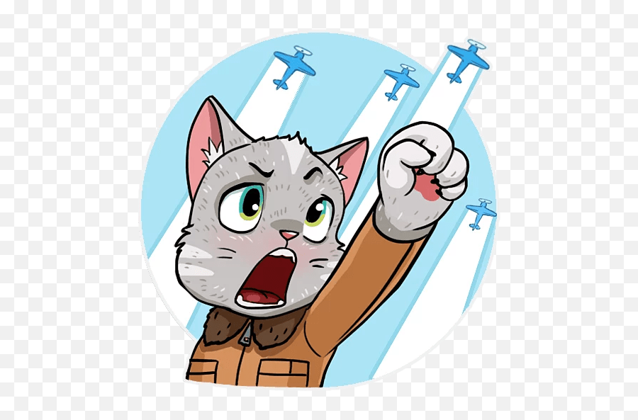 Kamikaze Cat Stickers - Live Wa Stickers Kamikaze Cat Emoji,Animated Emoticons Download - Cats