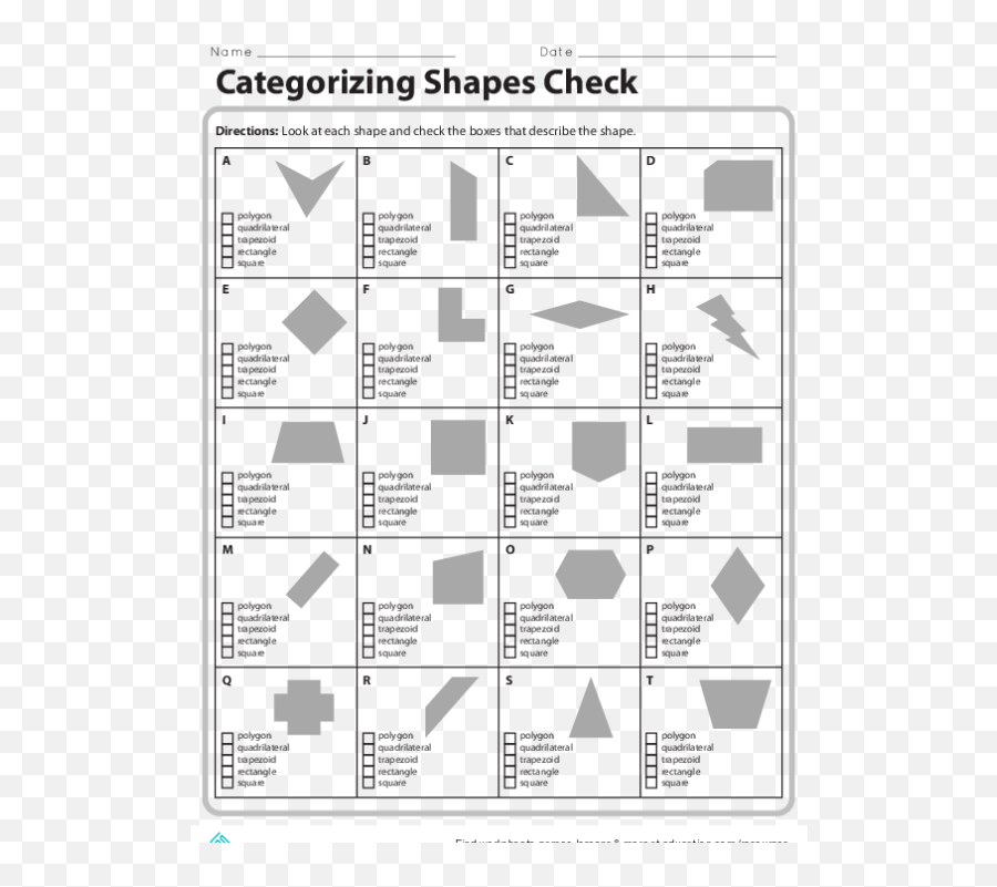 Glossary The Attributes Of Polygons Worksheets 99worksheets - Characteristics Of Polygons Emoji,Naming Emotions Worksheet -pinterest