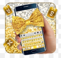 Updated Gold Bowknot Glitter Keyboard Theme Android App - Smartphone Emoji,Change How Emojis Look Galaxy S8