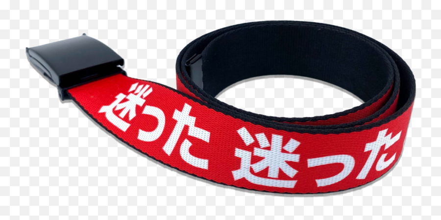 Lost Kanji Web Belt Red - Solid Emoji,Emoticon Kermit Sip Tea