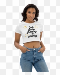 God Goals Growing Glowing Organic - Crop Top Emoji,White Emoji Crop Top