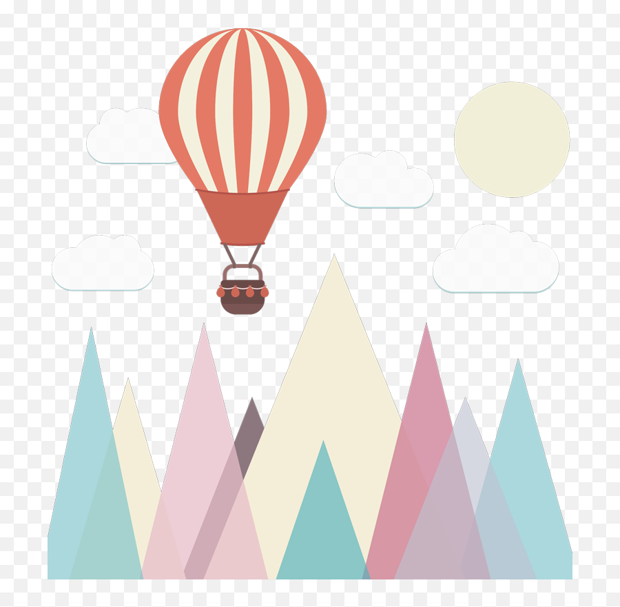 Minimalist Geometric Landscape Illustration Decal - Minimalist Geometric Landscape Art Emoji,Hot Air Balloon Emoji