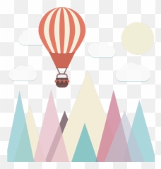 Minimalist Geometric Landscape Illustration Decal - Minimalist Geometric Landscape Art Emoji,Hot Air Balloon Emoji