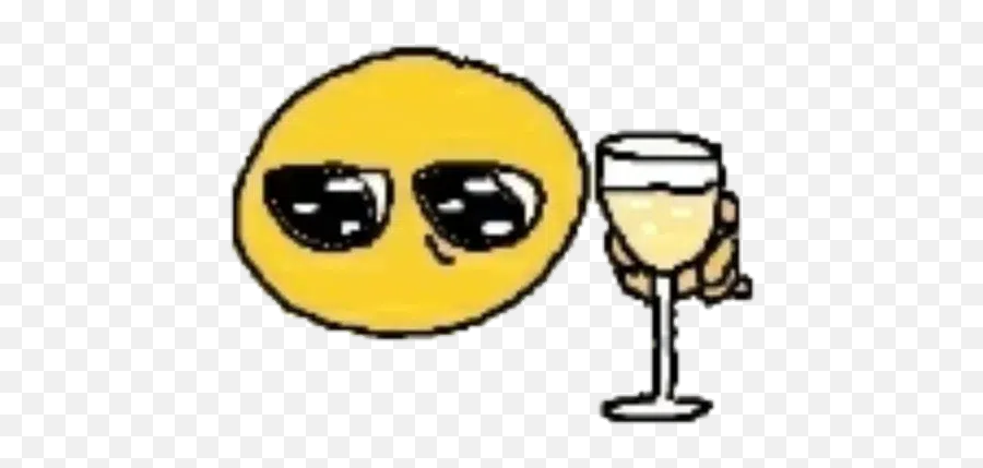 Emojis Whatsapp Stickers - Stickers Cloud Emoji Holding Wine Glass Meme,Emoji Apple And Cocktail