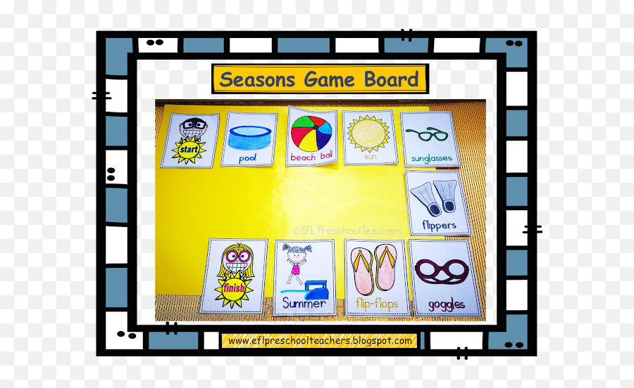 Esl Seasons Unit Worksheets - Actions Verbs At The Beatch Emoji,Emotions Boardgame Worksheet