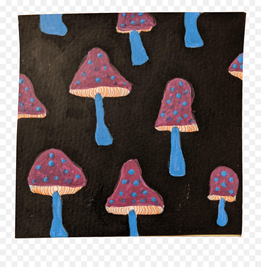Original Psychedelic Mushroom Painting - Mat Emoji,French Flag Black Box Mushroom Emoji