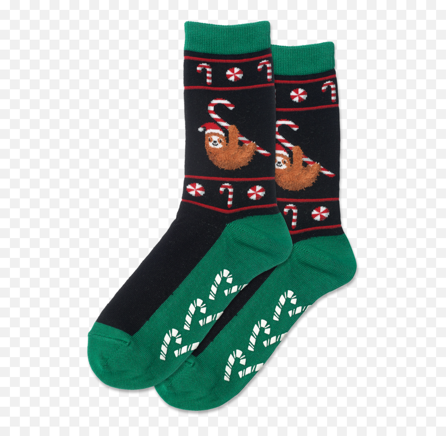 Womenu0027s Christmas Sloth Non Skid Crew Socks - Black Unisex Emoji,New Sloth Emojis