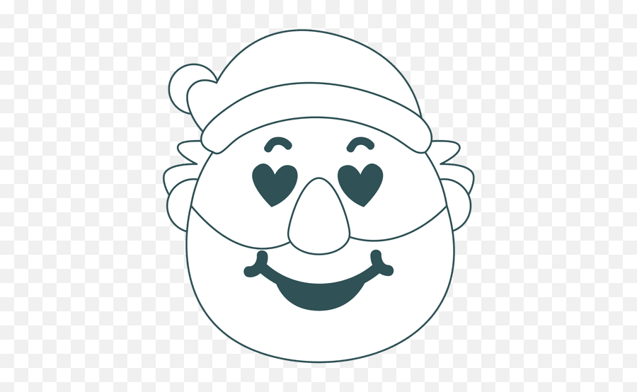 Heart Eyes Santa Claus Green Stroke Emoticon 26 - Happy Emoji,Merry Christmas Emoticon