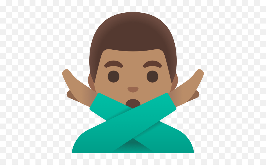 U200d Man Making The No Gesture In Medium Skin Tone Emoji,Monkey Hand Over Mouth Emoji Png