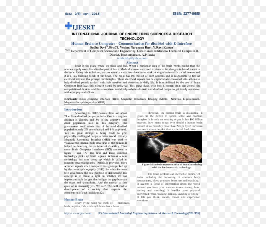 Pdf Human Brain To Computer - Communication For Disabled Emoji,Mri Of The Brain With Different Emotions And Thought