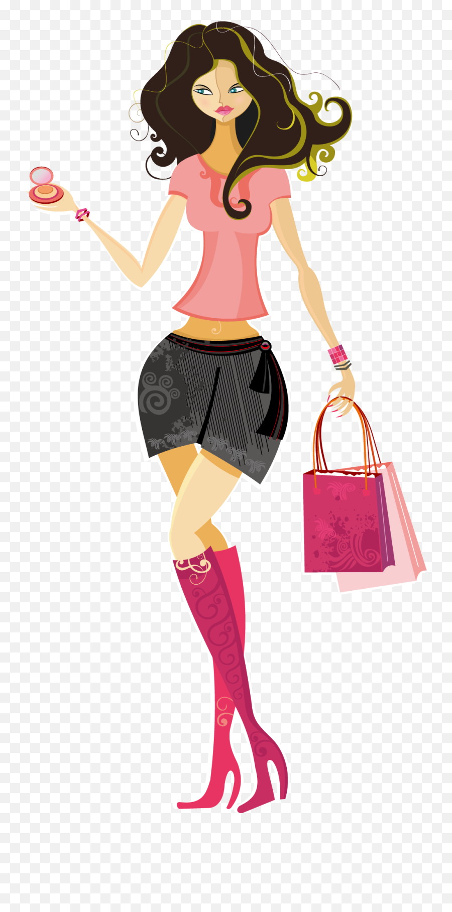 Makeup Girl Shopping Vector Transparent Png Png Mart Emoji,Shoping Emoji