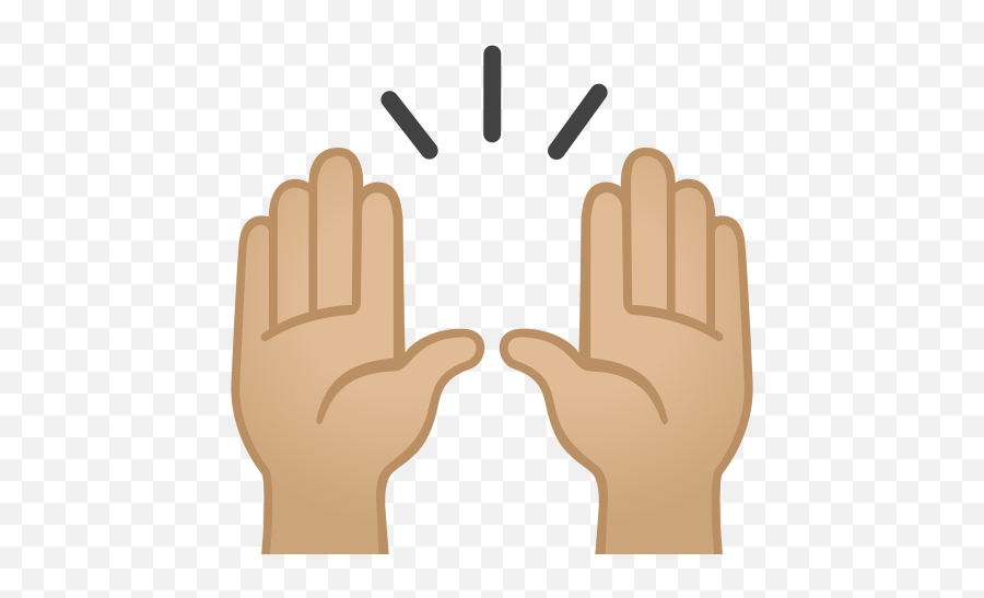 Raising Hands Medium - Light Skin Tone Emoji Maos Para Cima Emoji,Two Hands Up Emoji