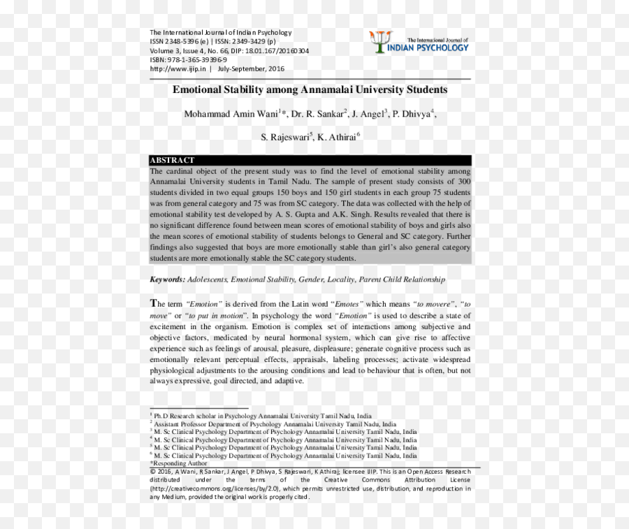 Emotional Stability Among Annamalai - Questionnaire For Emotional Stability Among Students Emoji,Children Who Show No Emotion