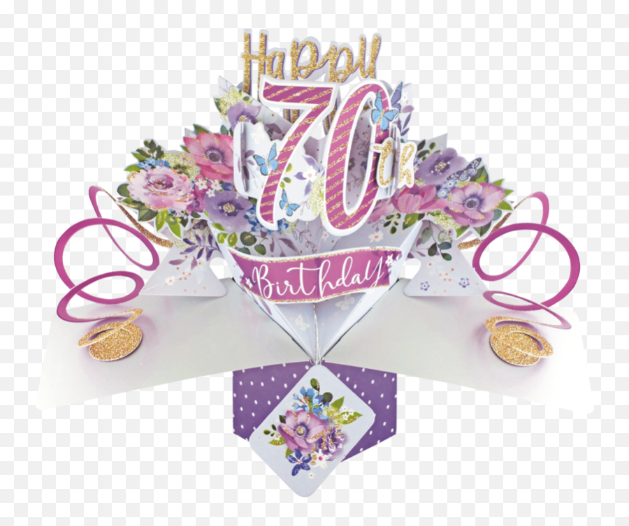 Second Nature Pop Ups - Female 70th Birthday Card Emoji,70th Birthday Emoji