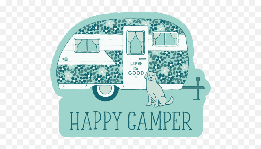 Happy Camper Die Cut Sticker - Caravan Emoji,Happy Camper Emoji