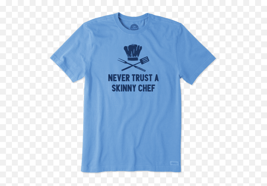 Sale Menu0027s Skinny Chef Crusher Tee Life Is Good Official Site - Life Is Good Shirts Mens Emoji,Skinny Think Emoji