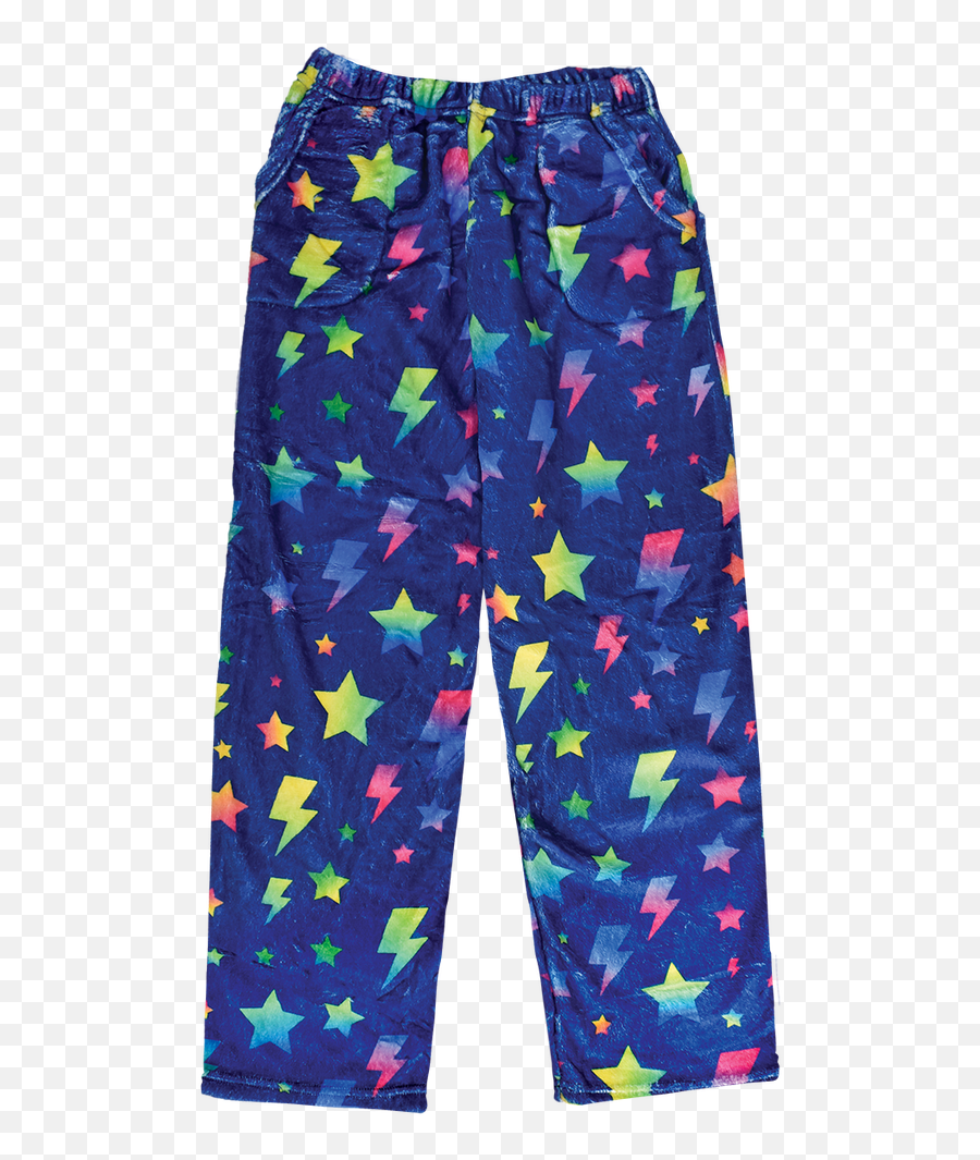 Stars And Lightning Plush Pants - Sweatpants Emoji,Navy Blue Emoji Pajama Pants