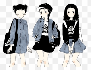 Grunge Aesthetic Outfits Drawing - Jack Bispo Anime Girl Clothes Emoji,Knifehand Emoticon