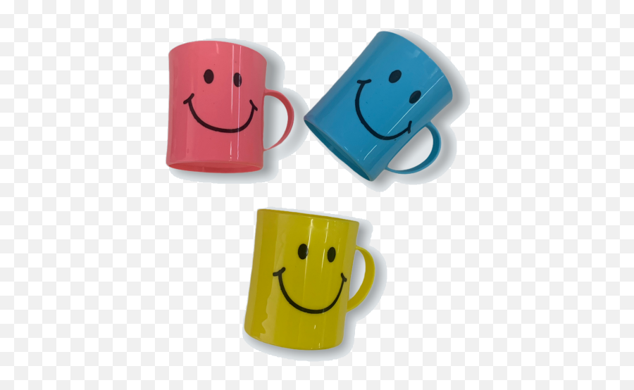 Shefu 3pcs Plastic Smiley Face Mug - Happy Emoji,Assortment Of Emoticons