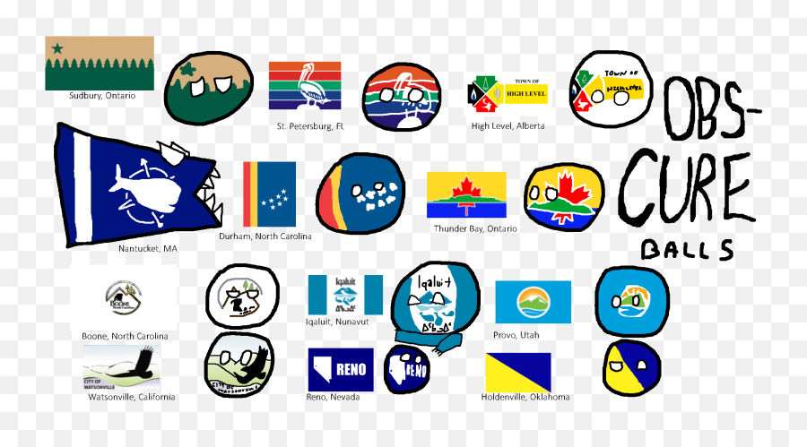 Obscure Flags As Polandballs - Nort Carolina Country Balls Emoji,Emoticon Raise Canada Flag