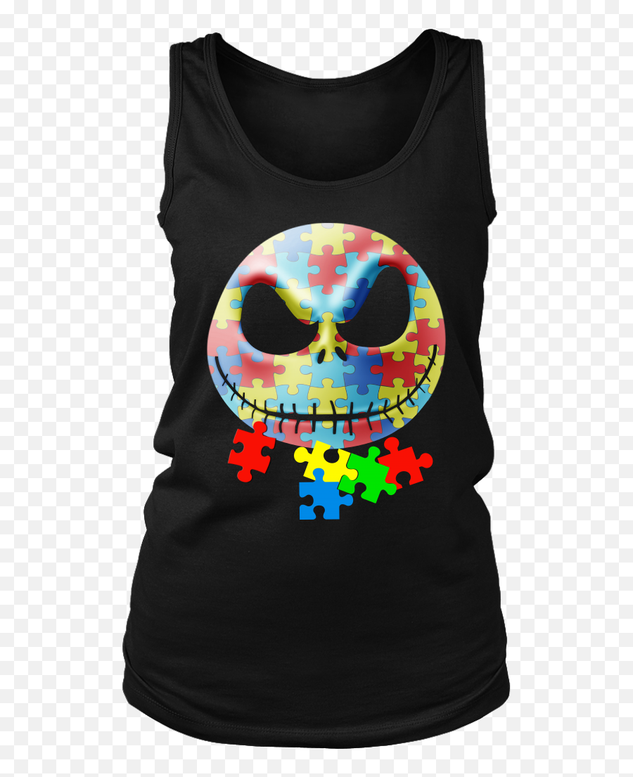 Skull Jack Skellington Autism Awareness Puzzle Piece Shirt - Sleeveless Emoji,Stank Face Emoticon